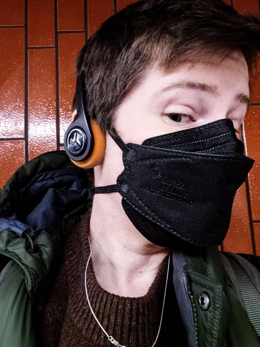 For those like me who hate earloop masks and white masks, I got the (recc via r/Masks4All) and really like 'em! Closest to a black aura I've tried.

+ So intense I could eat soup out of it
+ Nose foam/nose wire

- Comes up high on my face

Link to buy: ppeo.com/goods/black-kn…