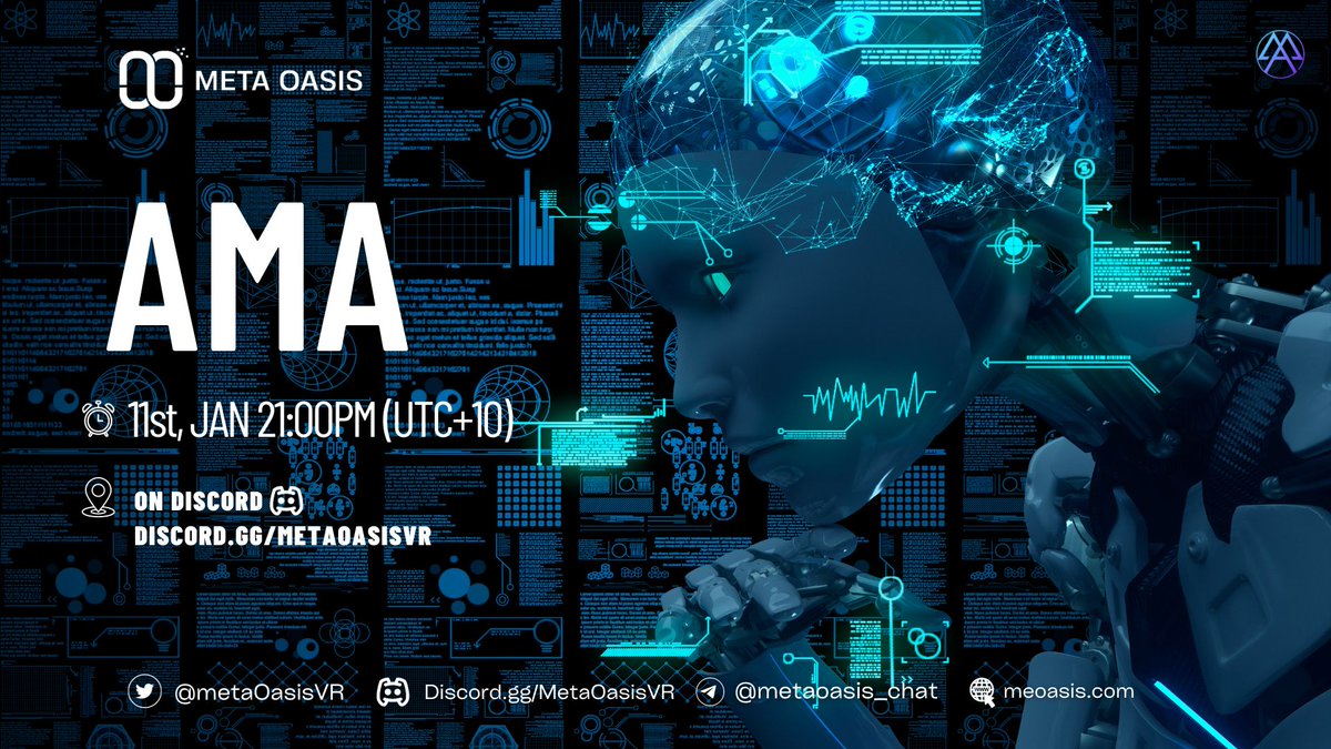 📢The first AMA in 2024 Ask questions in advance! 🔗forms.gle/SukbcmJewKBSMM… ⏰11st, JAN 21:00PM (UTC+9) ✅ON DISCORD : discord.gg/metaoasisvr 🎁Distribute 100 $AIM tokens to all AMA participants. participate a lot!!🎯 #Web3 #Metaverse #GameFi #CEX