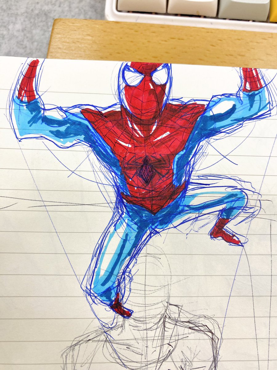 KylerRamos's tweet photo. A little rusty but getting back into the groove of sketching again. Love to sketch with a ballpoint pen over a pencil for some reason. #Spiderman  #sonic #art  #doodle #sketch https://t.co/KzPiV92sfb