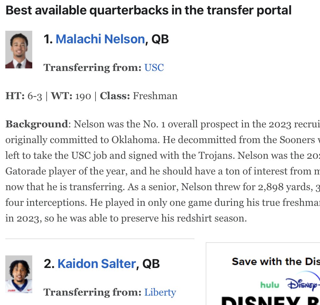 This is why ESPN is a joke sometimes. They tag the best available QB as one who completed one attempt in college (But was a very high H.S. prospect)...over a proven QB who took his team to the NY6. And sadly, people believe this.