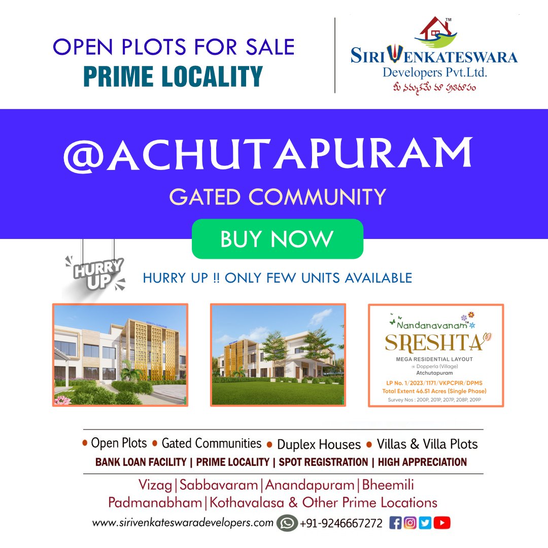 svdpl1's tweet photo. Discover the hidden gem of Achutapuram - prime plots in the most sought-after locality. Don't wait, these won't last long! 🏡 #Achutapuram #PrimePlots #HurryUp #GunturKaaaram #RedmiNote13 #HiNanna #INDvsSA #XiaomiIsBack https://t.co/Jf4ZSgTUY6