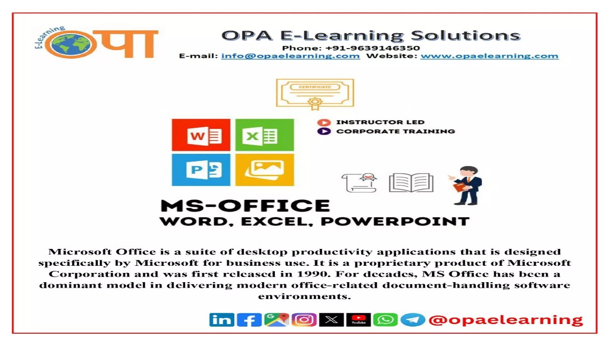 #MSOffice #EducationalContent #MSPowerPoint #MSExcel #MSWord #Microsoft #MSAccess #Office #Learn #JoinNow #bestplacetolearn #bestinstitute #knowledge #topinstitute #education #opaelearningsolutions #opaelearning #solutions #OPA #elearning
