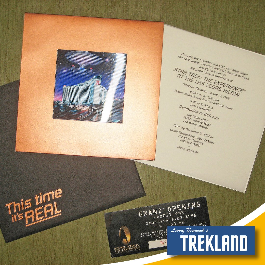 larrynemecek's tweet photo. 26 YEARS AGO #StarTrek The Experience #STTE opened its Vegas doors at midnight Jan 4 after a gala-crammed VIP bash. We were there as press for https://t.co/2LkaNCQGFt and #STCommunicator mag, and as a writer/consultant in the museum. Miss it?
#drtrek #trekland #larrynemecek https://t.co/JWr2qbKDfO