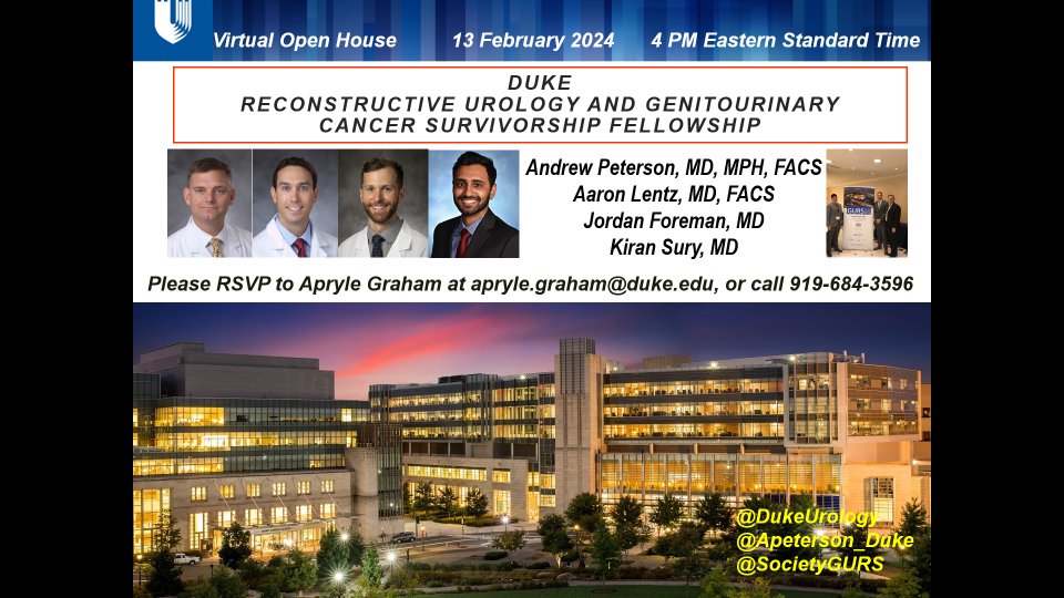Drew Peterson (@apeterson_duke) on Twitter photo If Interested in fellowship please join us <a href="/UroAcademic/">Society of Academic Urologists</a> @societygurs <a href="/AmerUrological/">Amer. Urol. Assn.</a> <a href="/DukeUrology/">Duke Urology</a> <a href="/DukeUroRes/">Duke Urology Residency Program</a> If Interested in fellowship please join us <a href="/UroAcademic/">Society of Academic Urologists</a> @societygurs <a href="/AmerUrological/">Amer. Urol. Assn.</a> <a href="/DukeUrology/">Duke Urology</a> <a href="/DukeUroRes/">Duke Urology Residency Program</a>