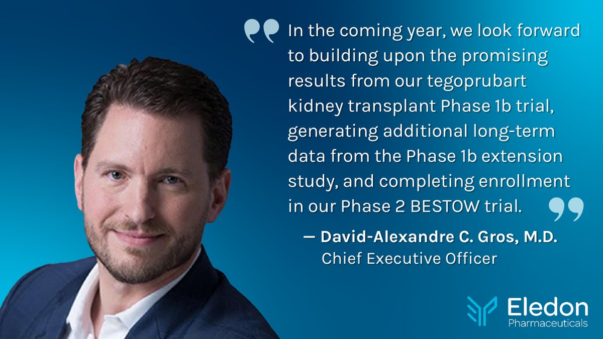 Eledon_Pharma's tweet photo. Today we provided an outlook on our milestones for this year and highlighted the key achievements from 2023 in our press release coinciding with the 42nd Annual @JPMorgan Healthcare Conference https://t.co/sOCnd8Ei0V $ELDN #JPM2024 https://t.co/apMBvLu0cy