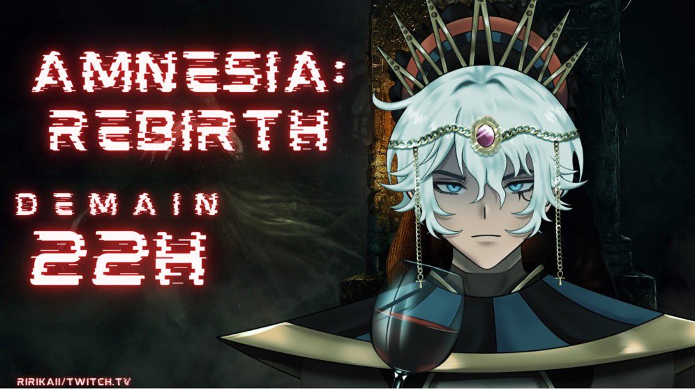 Coucou les pti lou 

Bon demain on continue amnesia pour essayer de comprendre l’énigme ou je suis bloqué 

Demain 22h 🍷

#vtuberfr #amnesia #horror #twitchfr