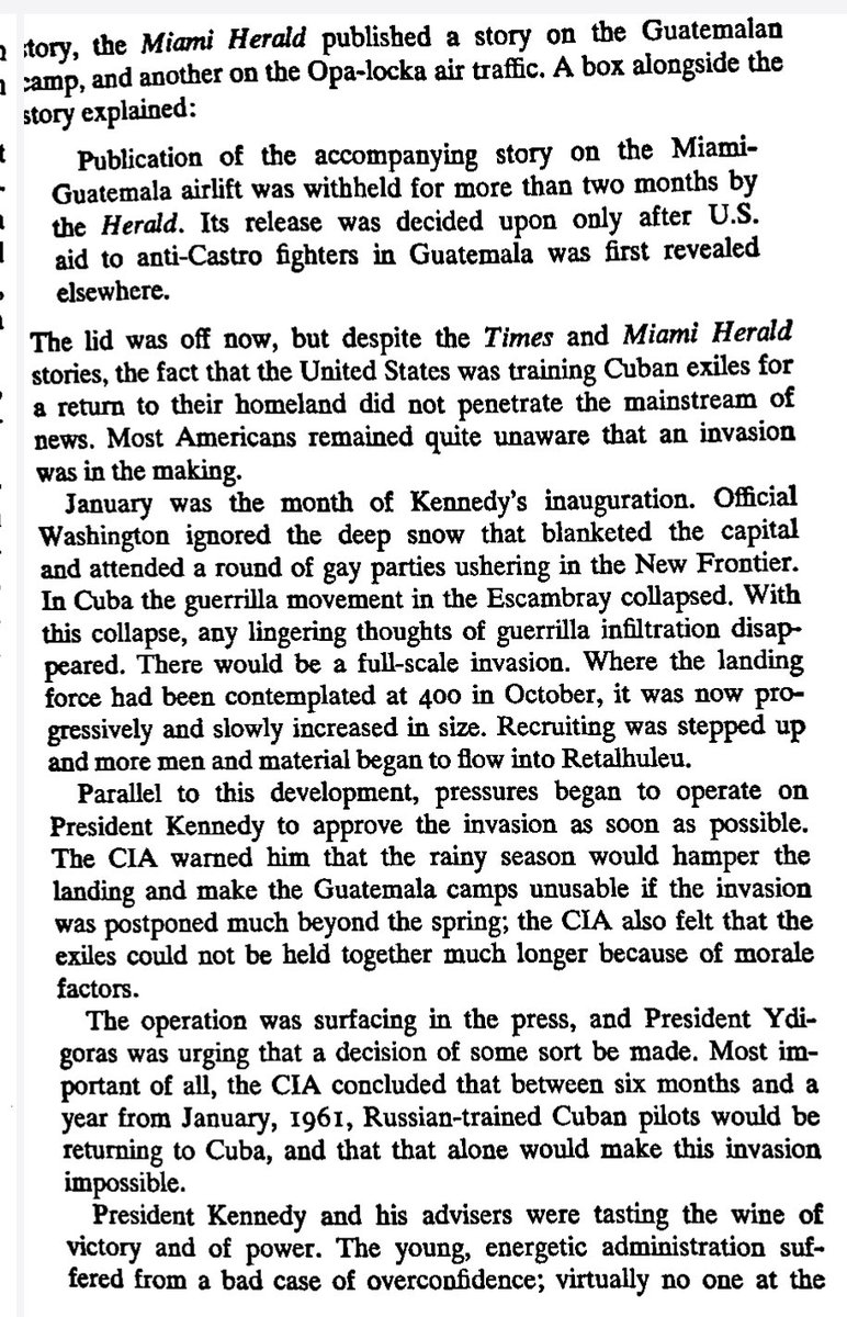 1st thing that strikes me is the BayOfPigs Invasion was no secret, like literally every1 & their dog knew about it, including Gossip in Cuban Exile community, Guatemalan/Florida papers knew about the training camps, and Nytimes too, which means Castro knew.