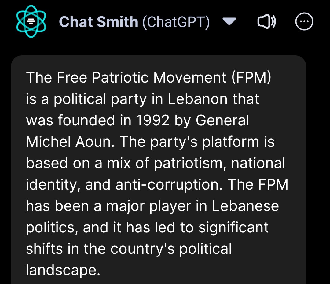 elebfpm's tweet image. I asked Chatgpt about FPM:

☑️ The party&apos;s commitment to nationalism
☑️ Avocating for the rights of the lebanese people in diaspora
☑️ Championed the cause of establishing a fair and just electoral system that promotes equal representation and fair participation for all citizens