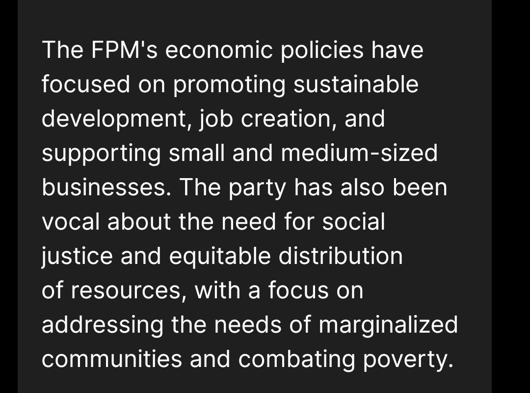 elebfpm's tweet image. I asked Chatgpt about FPM:

☑️ The party&apos;s commitment to nationalism
☑️ Avocating for the rights of the lebanese people in diaspora
☑️ Championed the cause of establishing a fair and just electoral system that promotes equal representation and fair participation for all citizens