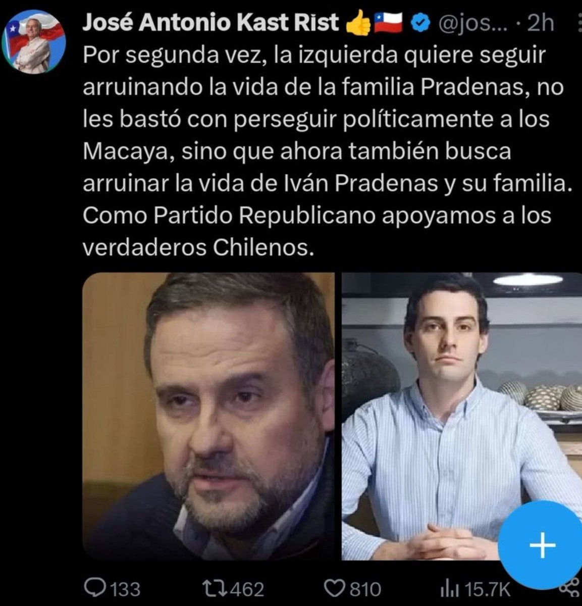 asdeespadas5's tweet photo. ¿Es cuenta parodia? Pero de ser cierto lo que expresa José Antonio Kast, refleja de pies a cabeza como piensan realmente los Republicanos en Chile. Un asco 🤢
Martín Pradenas
Iván Pradenas
Eduardo Macaya https://t.co/ZVs2V3IJwj