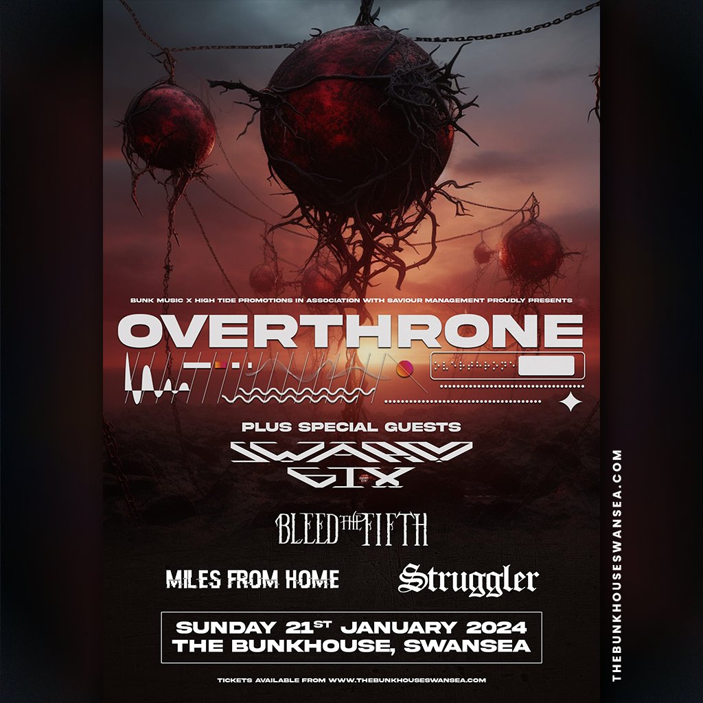 TheBunkhouseSA1's tweet photo. 📅 SUN 21 JAN⇩
Birmingham's rising metal stars @Overthronemusic lead a giant line-up! 💀🔥

'Melodic metalcore that perfectly juxtaposes seething rage with palpable emotion' - Distorted Sound

+Special guests:
@SWARM6IX
Bleed the Fifth
@bandMFH
Struggler

https://t.co/7H2q6oc26f https://t.co/3qRDD4jze9