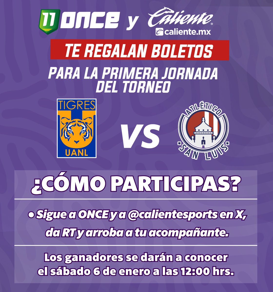 oncediariomx's tweet photo. ✅ ASISTE AL PRIMER JUEGO DE TIGRES DEL 2024 

🐯 ONCE y @calientesports te regalan boletos para el juego ante #SanLuis en el Uni.

➡ Sigue los pasos y participa.