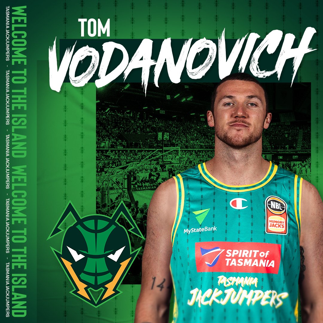 JackJumpers's tweet photo. The Tasmania JackJumpers are pleased to announce the signing of championship winning big man Tom Vodanovich for the remainder of the 2023/24 NBL season.

READ MORE: https://t.co/b5LXKqf4YM https://t.co/2i04MC6Ra2