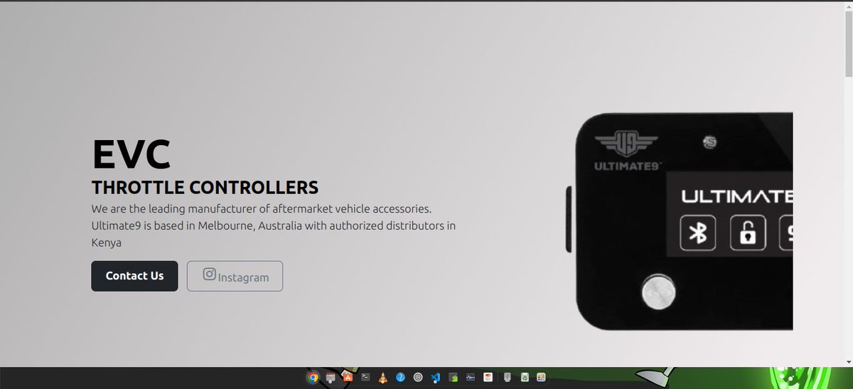 iamngugi1's tweet photo. Day 4 of #100daysofcodechallenge . My latest project. A website inspired by  EVC, a company that sells throttle controllers, led pocket lights and bluetooth battery monitors. I happen to meet them on a KICC motor show last year and from their handout, I came up with this. https://t.co/nhAdt40KXu