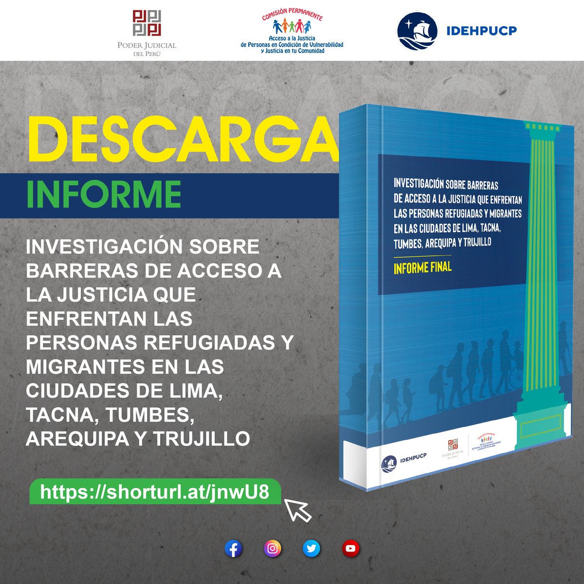 AccesoPJ's tweet photo. Descarga Aquí https://t.co/asfyeH9Lpk
INVESTIGACIÓN SOBRE BARRERAS DE ACCESO A LA JUSTICIA QUE ENFRENTAN
LAS PERSONAS REFUGIADAS Y MIGRANTES EN LAS CIUDADES DE LIMA, TACNA,
TUMBES, AREQUIPA Y TRUJILLO
INFORME FINAL https://t.co/7eBc3UcTyb
