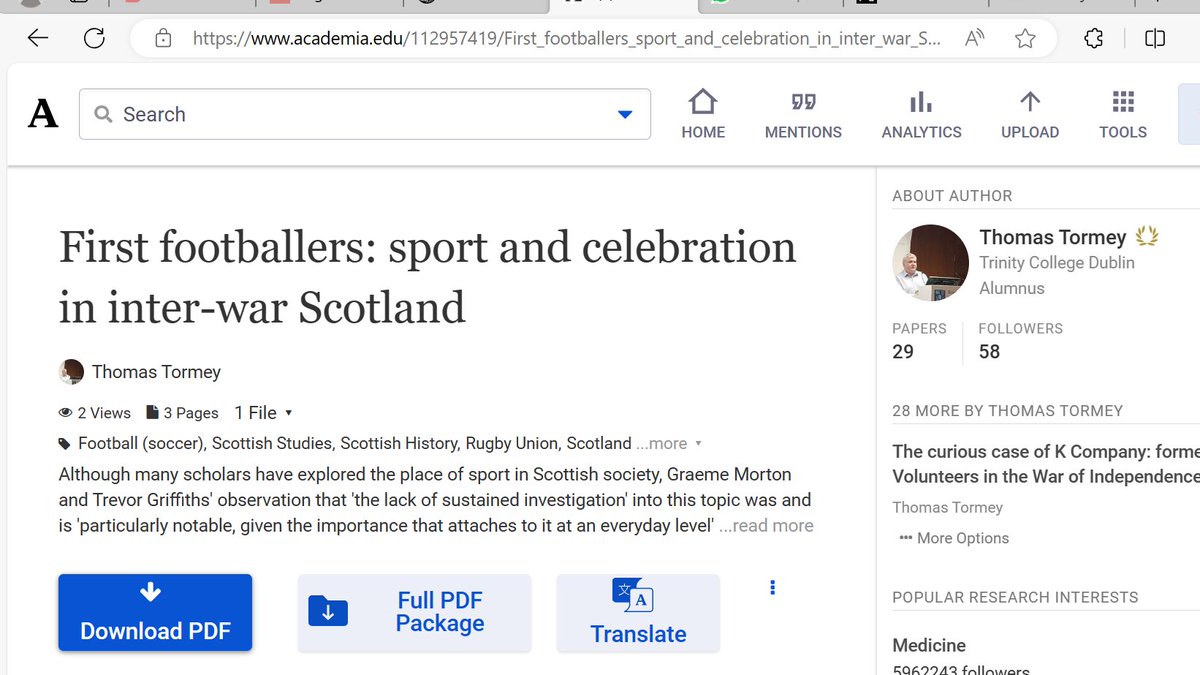 My blog post on how football and rugby were integral to the celebration of the new year in inter-war Scotland is now available to download from academia.edu/112957419/Firs…. Of interest I hope @HughDan1956 @TEnglishSport @GaryJamesWriter @FB_Collective @TheShamrock1888 @Gavin_F_Brewis