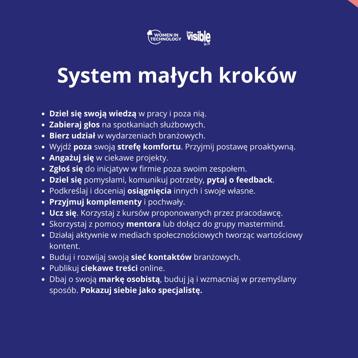 ⭐️ Marzysz o awansie, ale nie wiesz jak o niego zawalczyć? Chcesz być doceniana, premiowana, lubiana przez szefostwo i współpracowników?

Spróbuj zastosować poniższe rady. Stosuj system małych kroków.

#fiit #bevisibleinit