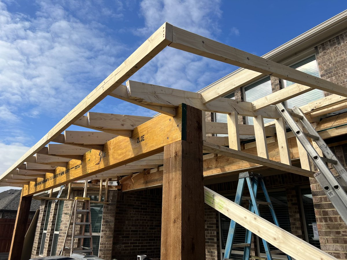 Green_NationGC's tweet image. Our patio cover project is coming along nicely!🔨
Hit us up for a FREE Estimate! Message us or call/text 817-631-9788! 📞☎️📱

#greennation #fortworthcontractor #DFWContractor #homerenovation #custombuild #GreenNation #carports #roofer