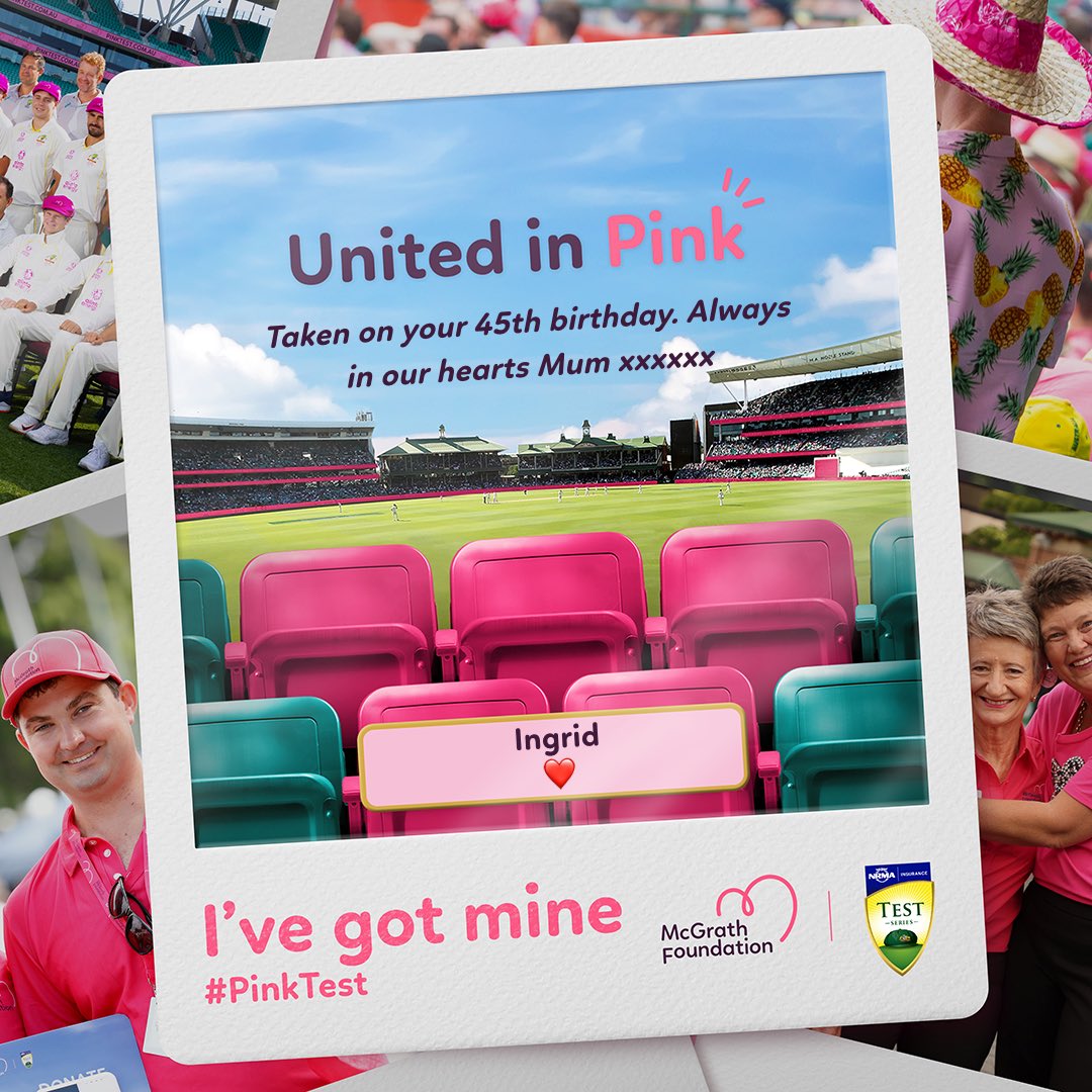 Here’s to a wonderful Day 3 #PinkTest 🩷 #AUSvPAK @mcgrathfoundation