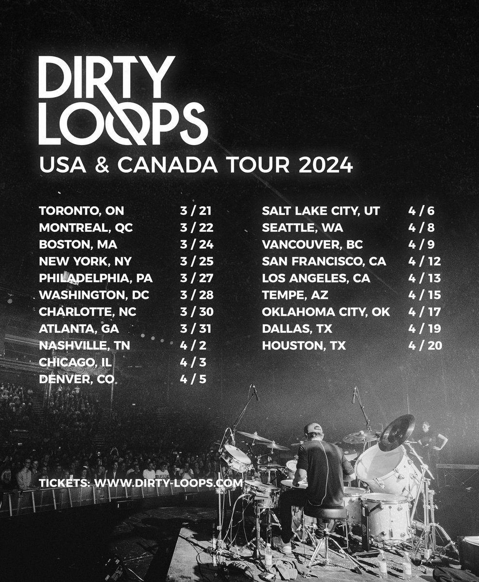 After ten long years we'll finally be back in the US & Canada! Who's coming?! Let's goooo!!! Tickets at dirty-loops.com!