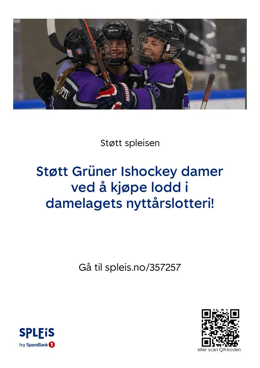 GrunerKvinner's tweet photo. Grüner Ishockeys damelag spiller i nasjonal serie, og det koster "flesk" å reise til borteturer I Tromsø og Stavanger med fly. 
Vi har derfor satt igang et nyttårslotteri for å spe på reisekassa!

Trykk på linken og kjøpe et digitalt skrapelodd eller tre du også! https://t.co/DZ1YSPTtKR