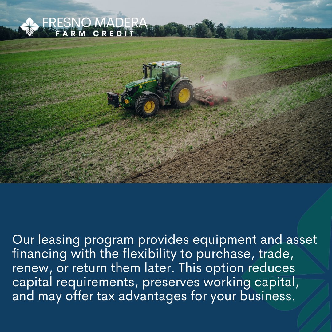 Looking to finance equipment and assets?👏 Our leasing program allows you to finance equipment and assets while giving you the flexibility to purchase, trade, renew, or return them later. Click the link to learn more: 👇 fmfarmcredit.com/products-and-s…