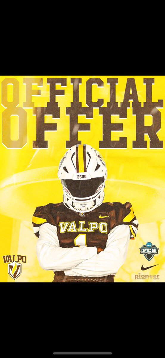 After a great phone call with @Coach_RJG I’m excited to say I’ve received my first division 1 offer to play football at @valpoufootball ! @Passing_Academy @CoachColeFHS @CoachLobese