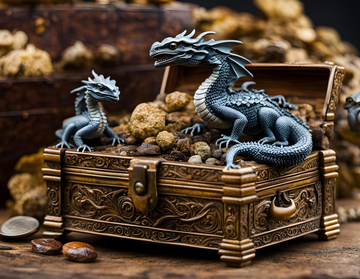 zero2zedGaming's tweet photo. Miniature Treasure Guardians #treasure #treasurechest #dragons #miniature #treasureguardian #AI #AIArt #ArtificialIntelligence #digitalart #art https://t.co/cgDu4yQKGI