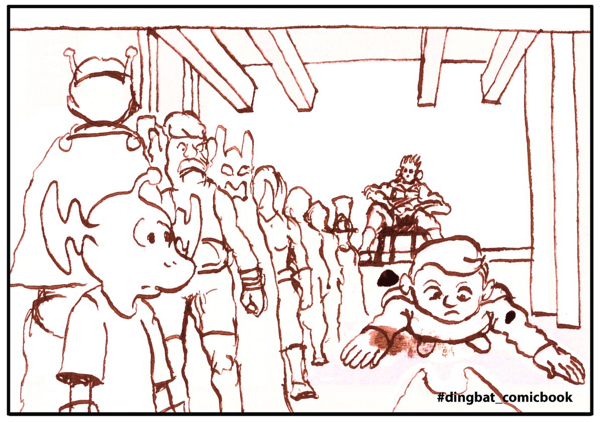 imagevulture's tweet photo. Dingbat goes to Puce Avenger's side-kick audition.  Inked pages w/ no touch up. See full page here: @dingbat_comicbook 

#dingbat ⁣⁣#dingbatcomicbook #dingbat_comicbook #imagevulture #inkdrawing #comicbook #comicart #アメコミ #indiecomics #manga #イラスト #sidekick #superhero https://t.co/6MBQnEcSxh