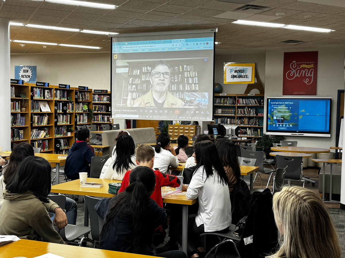 msmignone's tweet photo. What a Family Book Talk! Thank you James Preller for taking the time to speak with our parents and students about your book, Bystander! @jerichoms #jerichoms #jmslibrary @_ChadGleason @saraballute https://t.co/MUxY6nPxCw