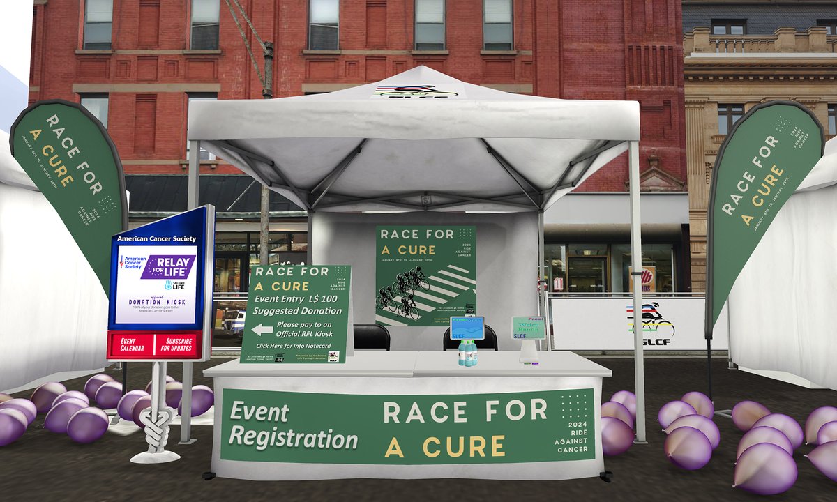 SecondLife's tweet image. Join the Second Life Cycling Federation and Race For A Cure! The event launch and first lap is on January 6th at 1pm PT and the big race is on January 20th at 1pm PT. All proceeds go directly to the American Cancer Society.

Register soon ➡️ secondlife.com/destination/ra…

#SecondLife…