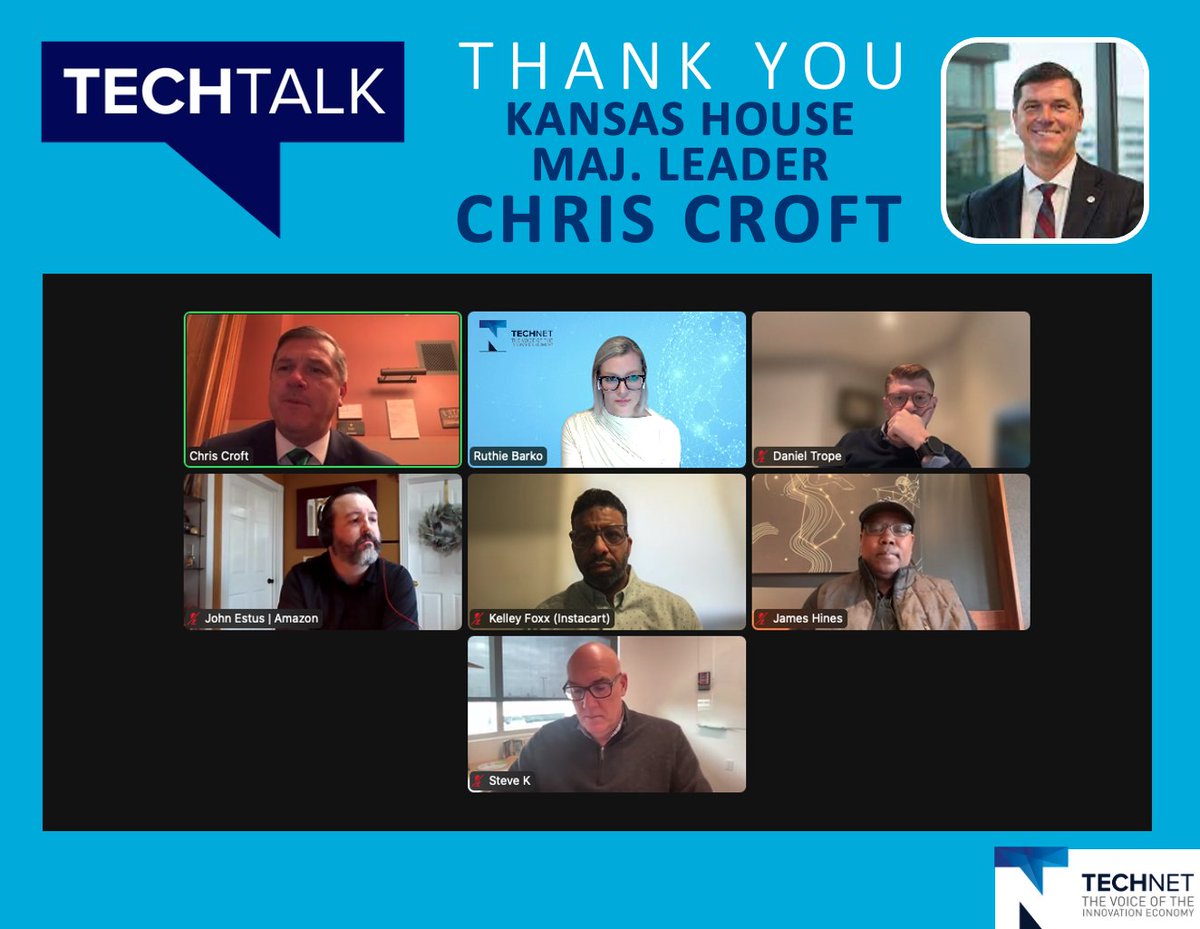 TechNetCentral's tweet image. Thank you Kansas House Maj. Leader @CroftForKansas for an engaging #TECHtalk conversation today with @TechNetUpdate Members in #Kansas. Looking forward to the work in this upcoming session to create positive impacts for Kansans by growing the #SunflowerState innovation economy.