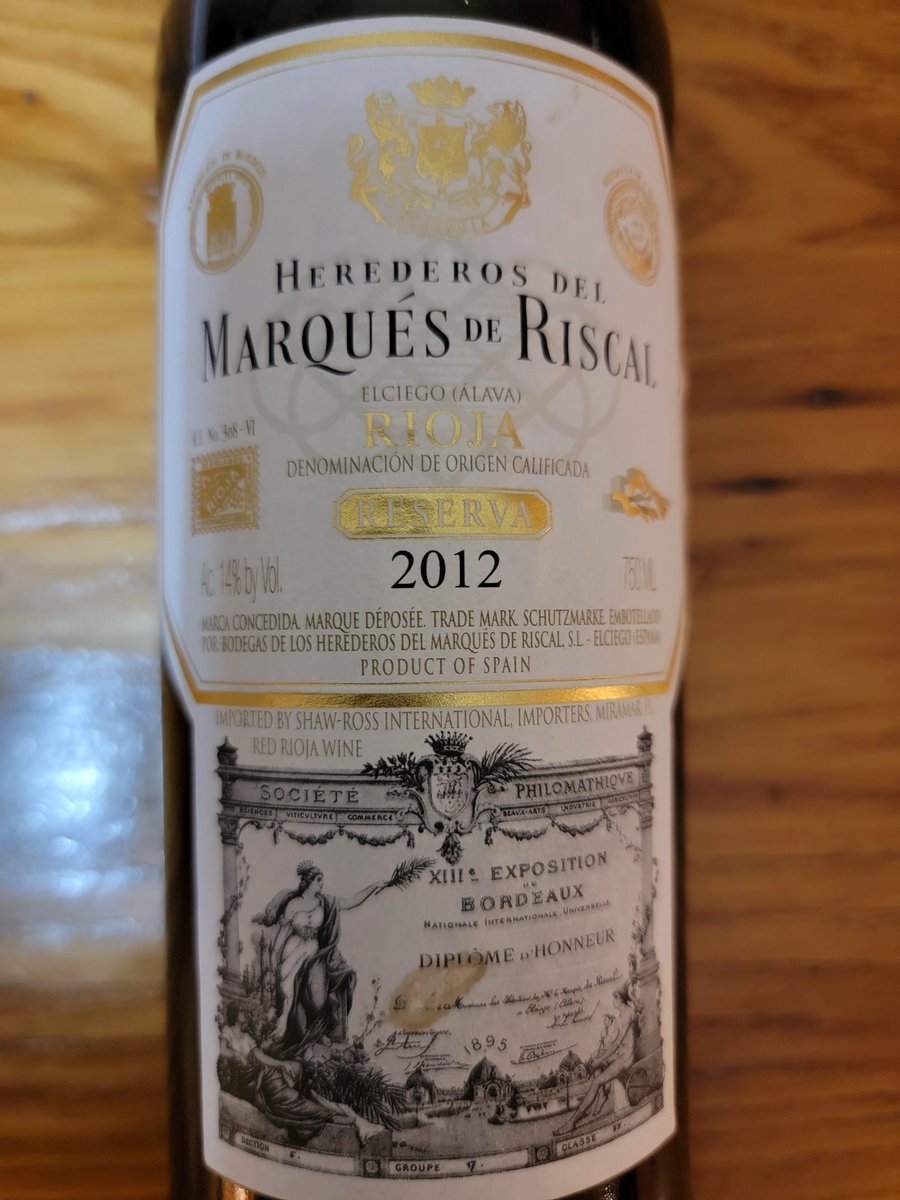 Enjoying a 2012 @marquesderiscal #Rijoa Reserva with marinated and grilled steaks tonight.  😋🍷#barn697