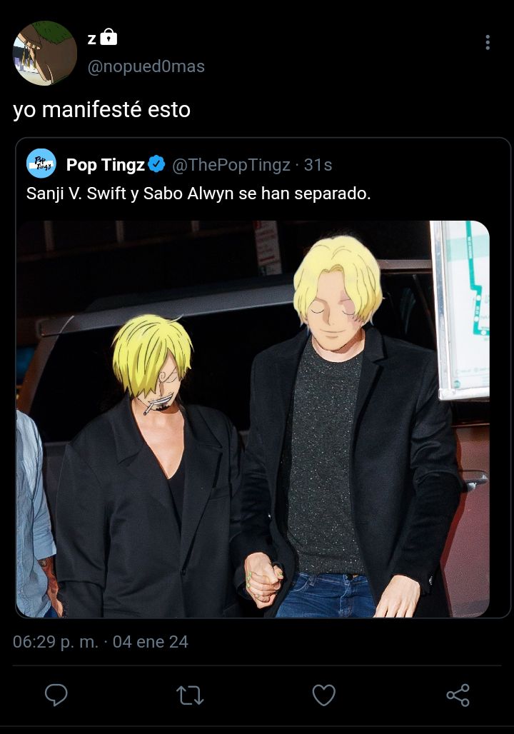 monkeydlusan's tweet photo. AU! #ZOSAN 

Donde Sanji V. Swift no sabe qué hacer con su relación de seis años y Zoro R. Kelce es un hombre con un sueño y una pulserita.

O donde gracias a esa pulserita se crea una hermosa historia de amor entre el jugador y cantante. https://t.co/GIWx54aKTW