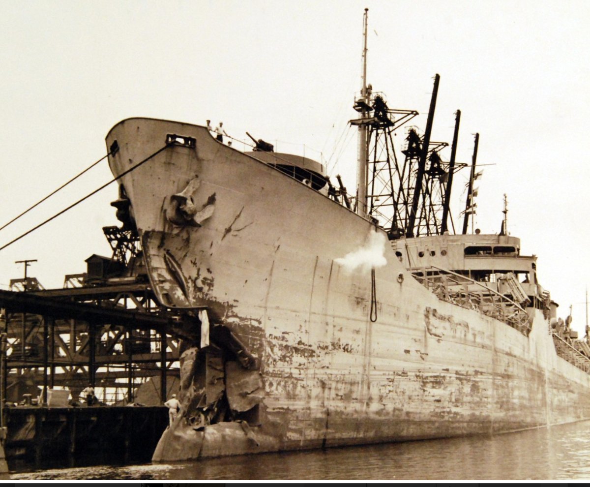On December 26, 1943, German U-boat, U-530, damaged American tanker SS Chapultepec northest of Cristobal  Repaired, she served for the remaining of World War II and saw private service until 1980. #libertyship More pics at: history.navy.mil/content/histor…