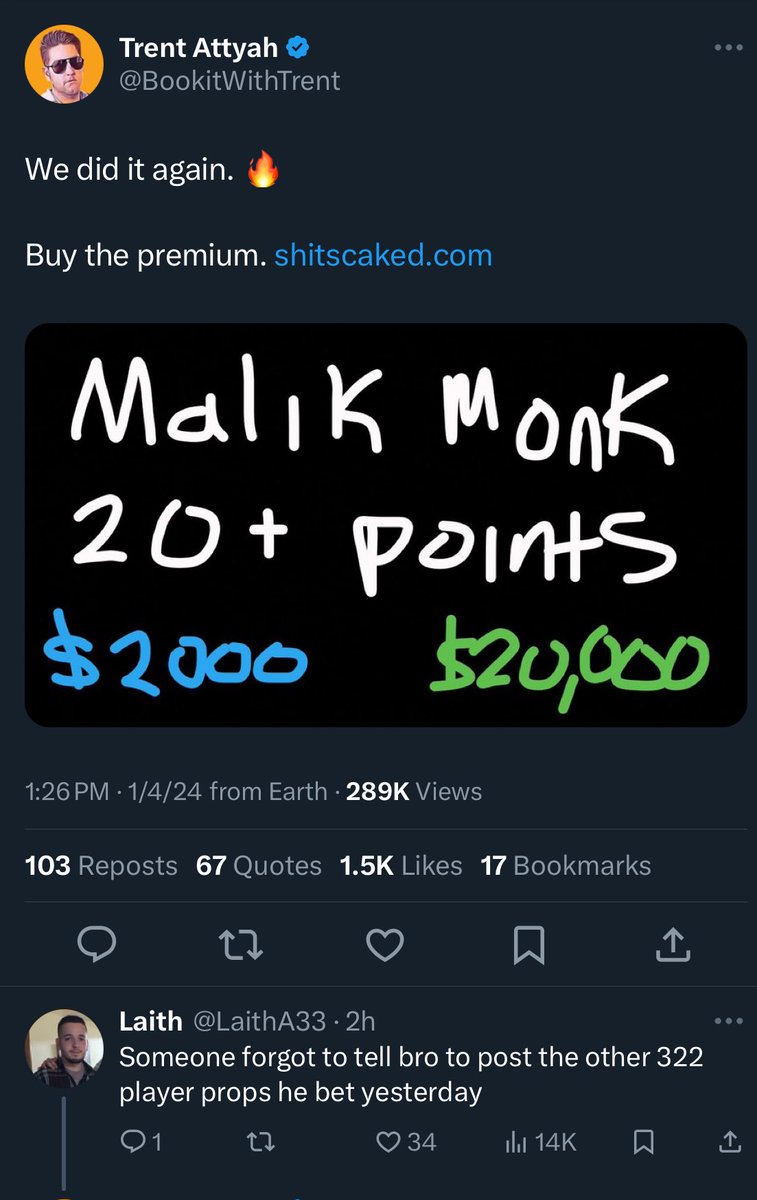 elCommando_1's tweet photo. @BeauLWagner @Marcus_Beau_VIP 
My boy hit the photoshop for the Malik monk ticket after being on a coke bender all last week calling out gambling Twitter. 

LMFAOOOOOOOOOOOOOOOOOOO https://t.co/57zbIxvOAi