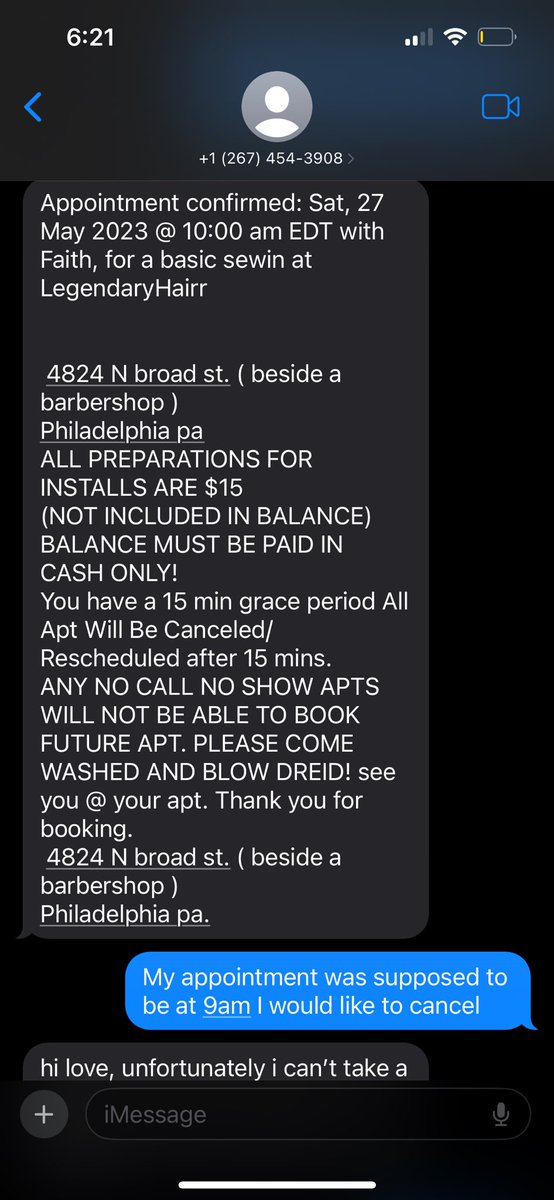 Only1Cee__'s tweet photo. @dinkachanell @1doubleC Omg she did the same to me text me at 2am the same day of my appointment mind you I scheduled for 9am she talking about 10am because she had a dr.appt like huh ?? I had a makeup appt at 12 or 1 that day and if you knew you had a dr.appt why have that time/date open ? 😩 https://t.co/pvHgo7DU7n