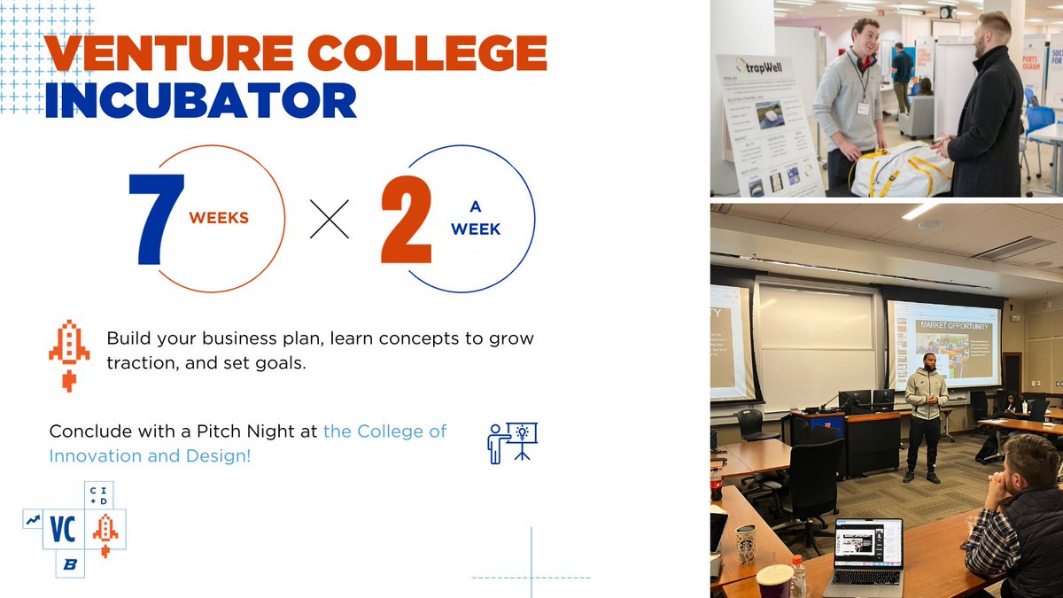 Venture College Incubator Application is 𝐎𝐏𝐄𝐍 for the Spring 2024 cohort. Take this opportunity to advance your business and join the 𝐅𝐑𝐄𝐄 7-week program! 🚀 Fill out the application form today 🔗 forms.monday.com/forms/b9b00558…