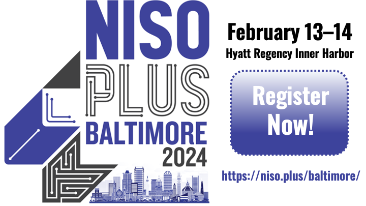 Help shape the future of the information community by joining us at #NISOPlus24! We’ll explore #AI, #OpenResearch, #metadata, & the #standards we need to move forward. Early bird deadline is Mon Jan 8—sign up now for the best rates: niso.plus/home/baltimore/ #ScholComm