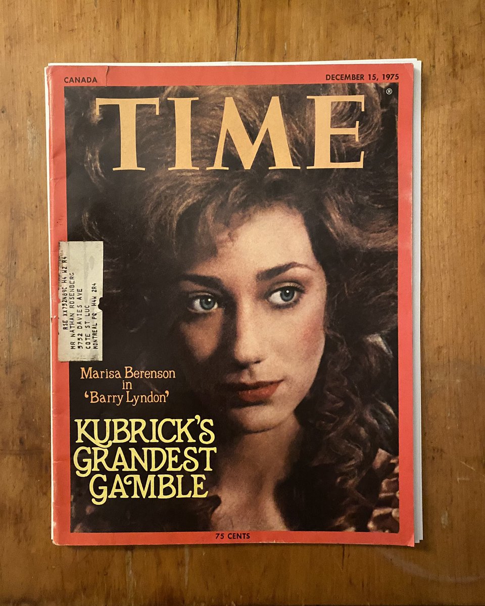 Watches Barry Lyndon once, instantly becomes obsessed, engages in buzzed  eBay purchasing, now has the 1975 issue of Time with Marisa Berenson as  Lady Lyndon gracing the cover., image size:960x1200