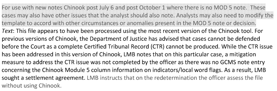 smeurrens's tweet photo. Internal IRCC correspondence confirms that some judicial reviews are settled only because of a technical issue with Chinook that prevents the complete Certified Tribunal Record from being produced.

Liklihood of refusal on reconsideration would presumably be higher than normal. https://t.co/R6s13gToOS