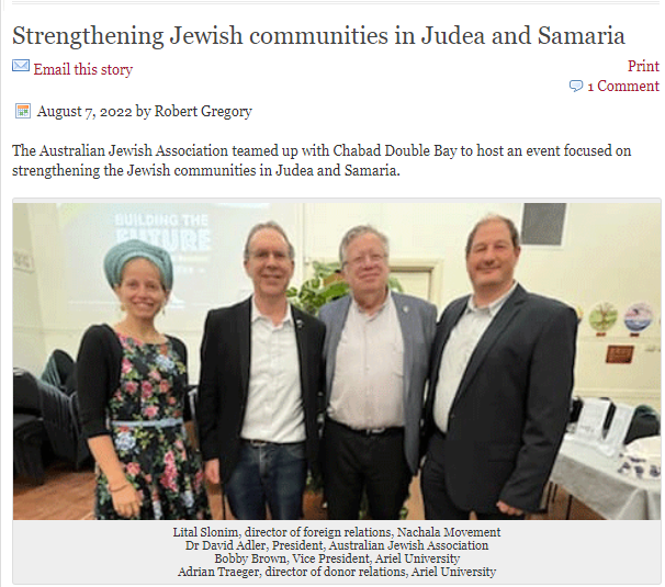 AltMediaWatch's tweet photo. A 🧵The Australian Jewish Association led by President David Adler are linked with a far-right settler org. in Israel called the Nachala Movement that openly calls for the ethnic cleansing of Palestinians from both Gaza and the West Bank &amp; actively building illegal settlements 1/ https://t.co/U001jECIyK