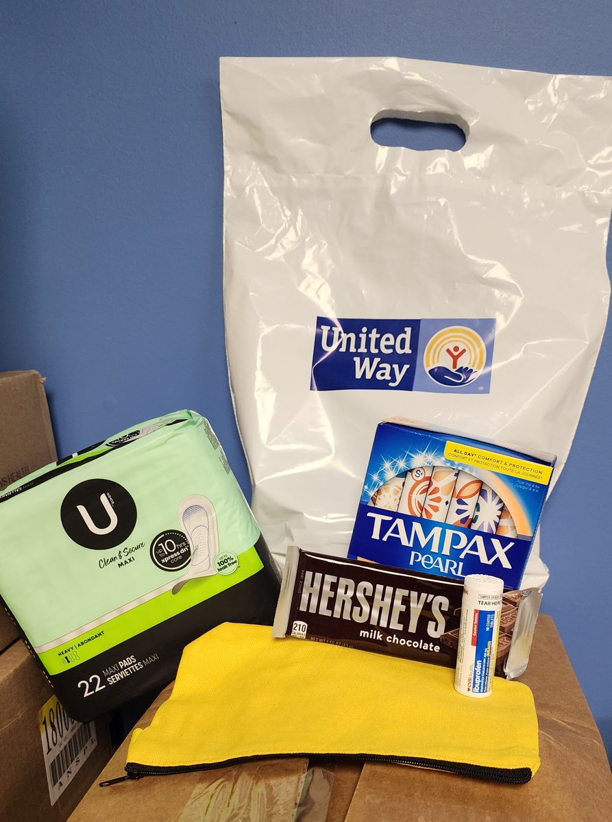 Hope_Within_PA's tweet photo. TQ @UnitedWayCapReg for the "Period Kits"--tampons, pads, ibuprofen &amp; #chocolate  plus a flyer on resources available thru the #UnitedWay. A brilliant idea to reach those in need with things they need and also info to help them get and stay independent.
#nonprofit #freeclinic https://t.co/co9OCyjFsJ