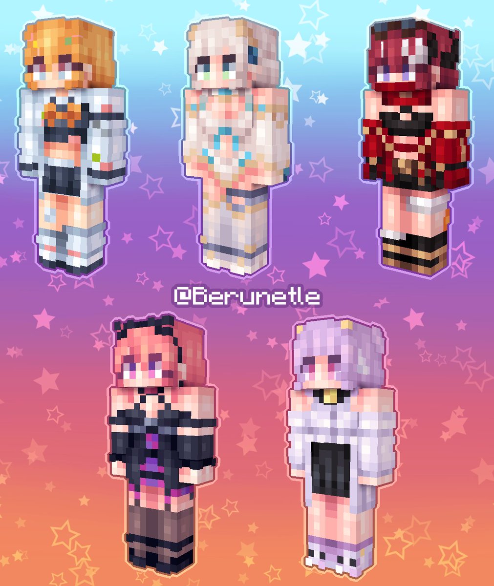 EvilGuyNikita's tweet photo. Since Phase Euphoria girls been getting into the Minecraft, here are some skins!

#hamsterpiece
#sayarts
#HinAesthetic
#ruseum
#mooekaki https://t.co/JrVNiHghrW
