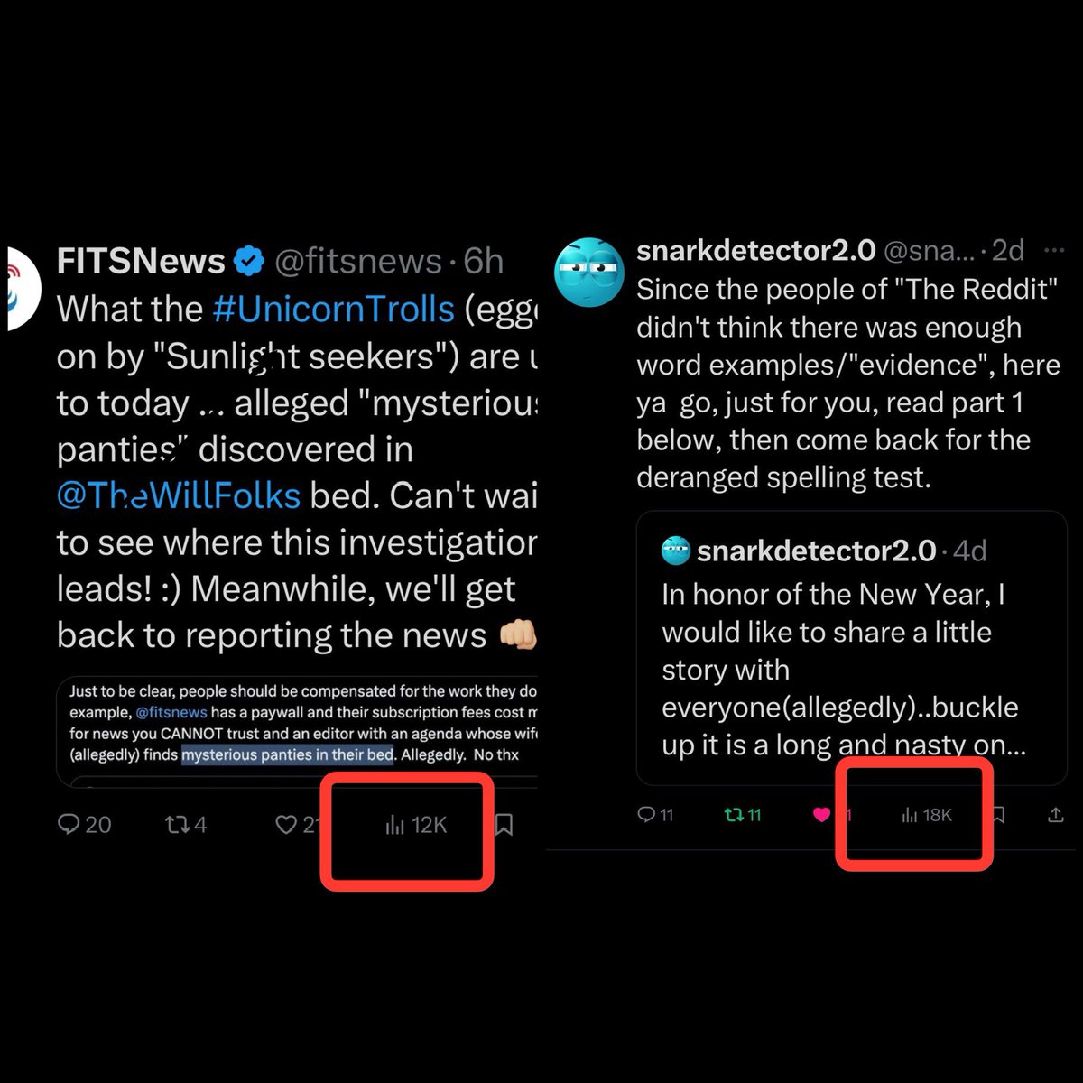 today_karen's tweet photo. It’s even funnier when Will gets absolutely schooled by an account called snarkdetector2.0 when he’s on the defense. 😂🤣

@snarkdetector2 @fitsnews #CancelCulture #Gaslighting #alexmurdaugh #dumpsterfire https://t.co/KDErR8T6f7