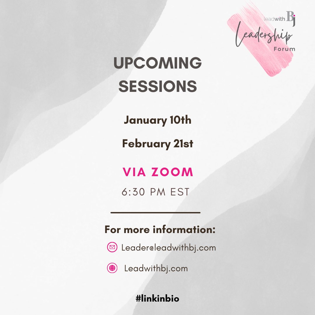 Join us this coming  Wednesday January 10th 6:30 PM EST for one hour via zoom. 
The purpose of this group is to assist women of exceptional strength and independence, by creating a supportive and empowering community. 

leader@leadwithbj.com or leadwithbj.com for info.