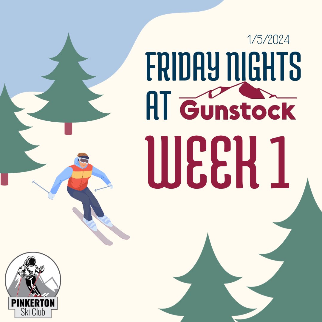 This Friday is the first night of the Gunstock program. Drop off your equipment in Team Room 6 from 6:30-7:15 and be ready to pick it up and be on the bus at 2:20. Additional information is available on the PA Ski Club website.

#paskiclub #TogetherWeArePinkerton