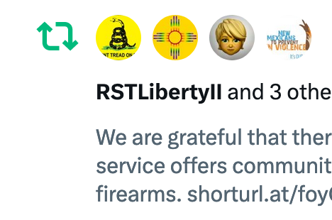No @RSTLiberty you are not RTing this tweet expressing gratitude for an upcoming gun buyback. You're trolling a community service at a tragic time. He's a screenshot of the Gun Humping Trolls you Follow. Go RT them... none of us wants to be in a line next to you.