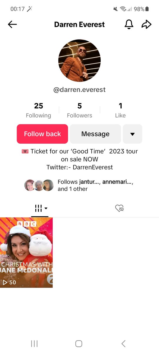 Hey <a href="/darren_everest/">Darren Everest</a>  <a href="/the_overtones/">The Overtones</a>  Im not whether this is your lovely self, a fake or just a fanpage? Its tiktok by the way. I havent followed back until i know for sure. X
