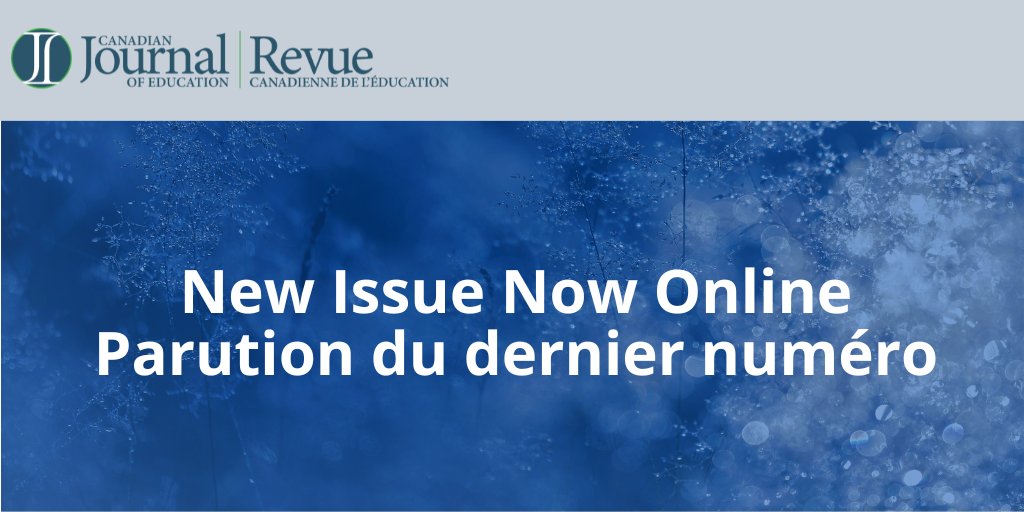 The newest issue of CJE is here! Le dernier numéro de CJE est arrivé! journals.sfu.ca/cje/index.php/… @CaroleFleuret @EeSeulYoon